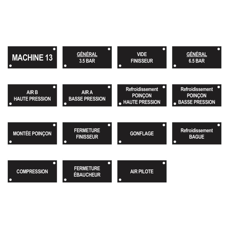 Plaques d'identifications panoplie AIR pour Machine 13