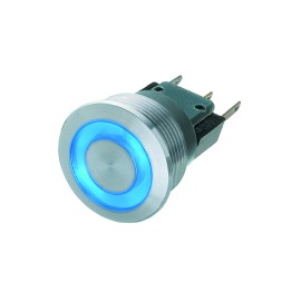 Metal push button with illuminated ring