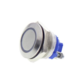 Poussoirs de sécurité tactiles 19mm surmoulé anneau lumineux à vis inox IP67